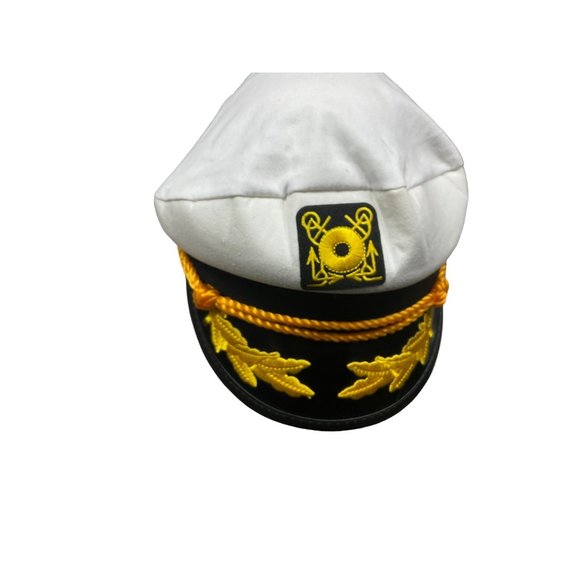 Captain Yacht White Sailor Costume Hat Snapback Unisex - Picture 1 of 5